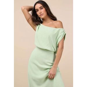 Lulu's Mint Green Midi Dress XL Linen Off-Shoulder Blend Sleeveless NWT